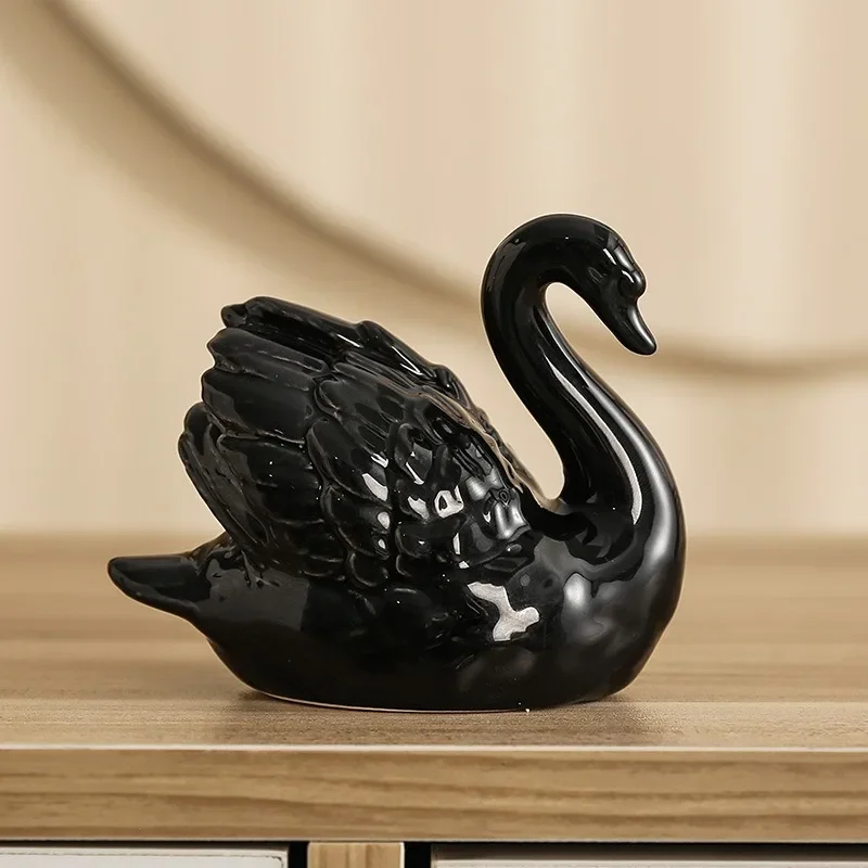 Xt Home Textiles - Casal cisne cerâmica jóias criativo preto